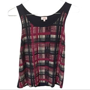 Pixley navy blue and pink plaid tank top with solid navy back size medium